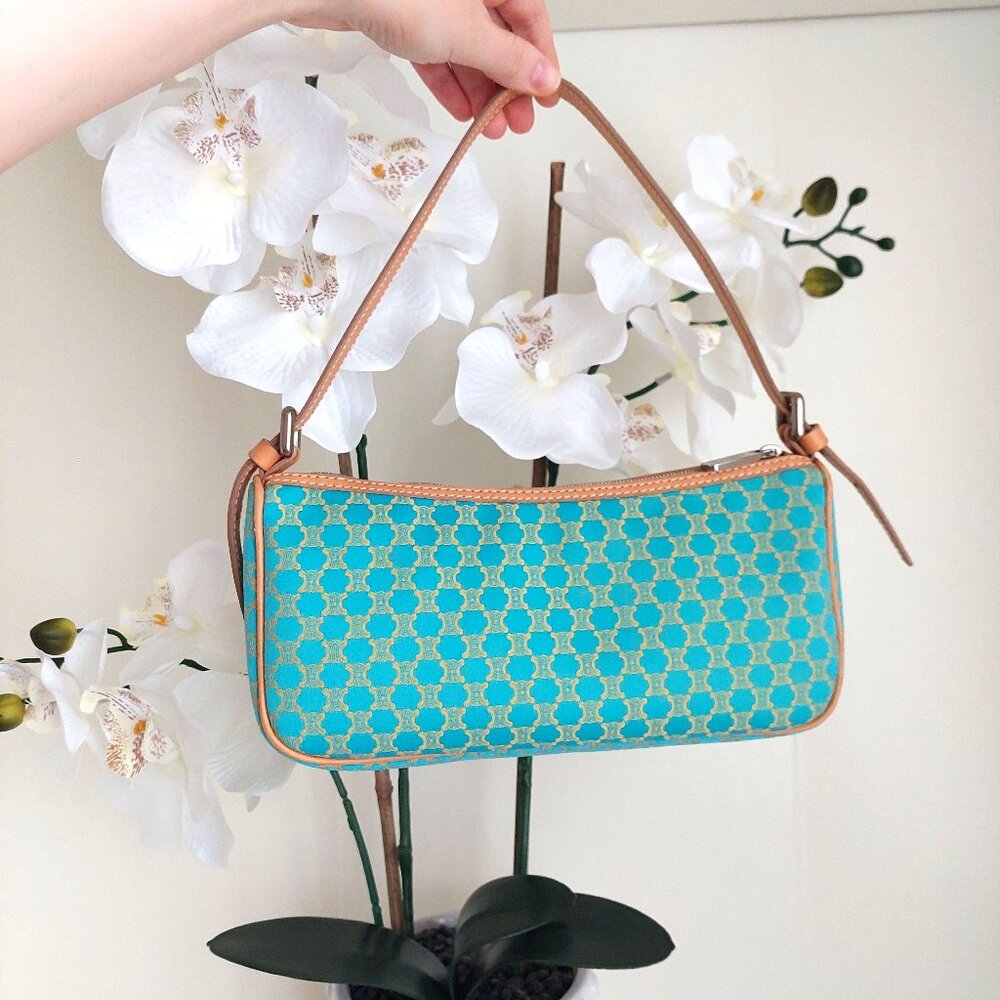 CELINE Turquoise Macadam Mini Shoulder Bag